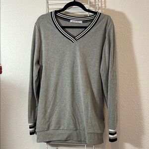 Michelle Mae Light Grey Sweatshirt with Collegiate Trim